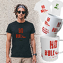 person wearing tee-shirt with no bully written on front - link to san syndrome shop website page